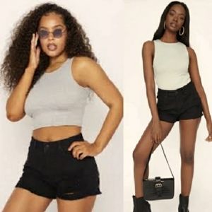 Black High Waisted Jean Shorts